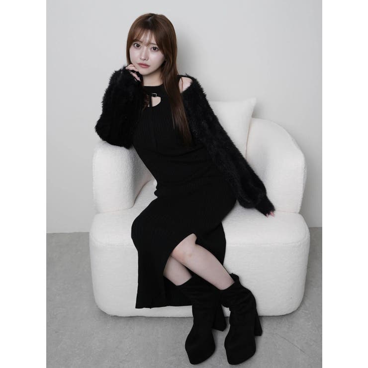 lipservice デコルテオープンドッキングニットワンピース LIP SERVICE（リップサービス）｜ デコルテオープンドッキングニット