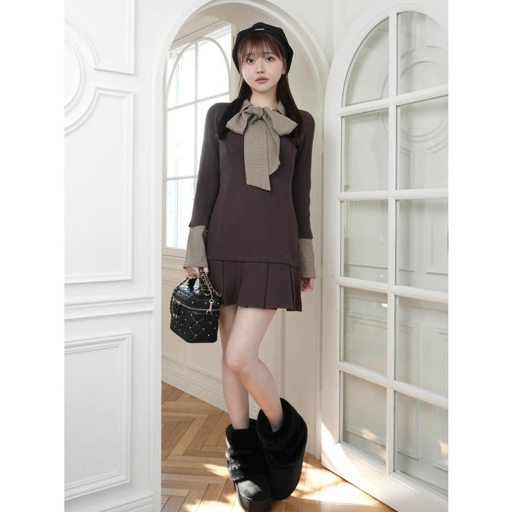 フロントZIPニットプリーツワンピース | LIPSERVICE | 詳細画像2 