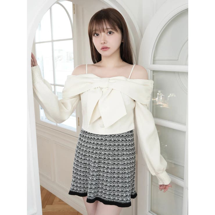 インナーショーパン付ツイードニットフレアスカート | LIPSERVICE | 詳細画像3 