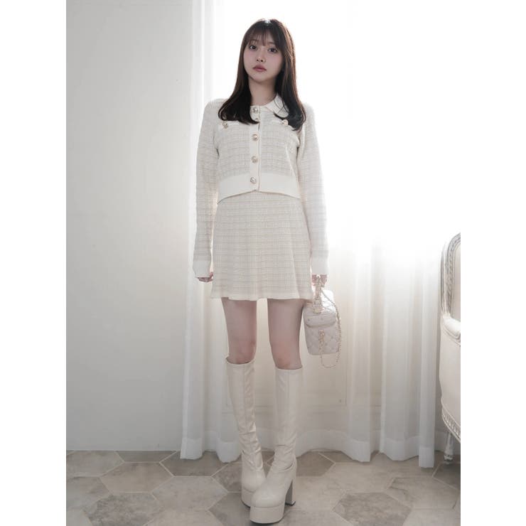 インナーショーパン付ツイードニットフレアスカート | LIPSERVICE | 詳細画像3 