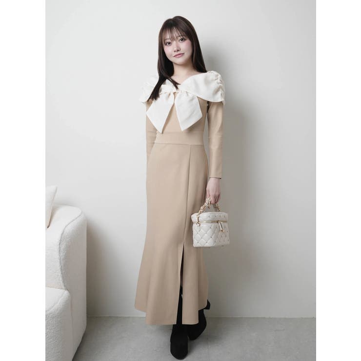 リボンオフショルバイカラーワンピース | LIPSERVICE | 詳細画像1 