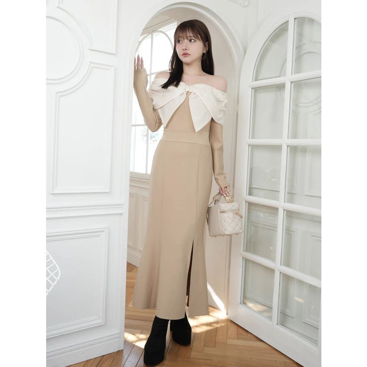 リボンオフショルバイカラーワンピース | LIPSERVICE | 詳細画像3 