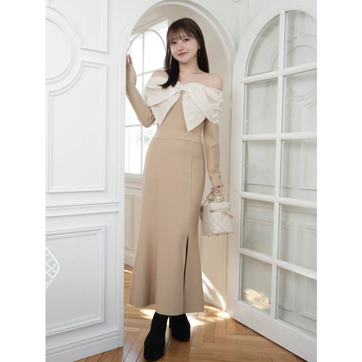 リボンオフショルバイカラーワンピース | LIPSERVICE | 詳細画像4 