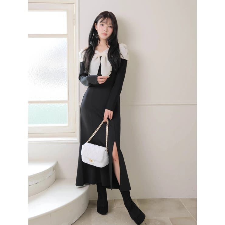 リボンオフショルバイカラーワンピース | LIPSERVICE | 詳細画像32 