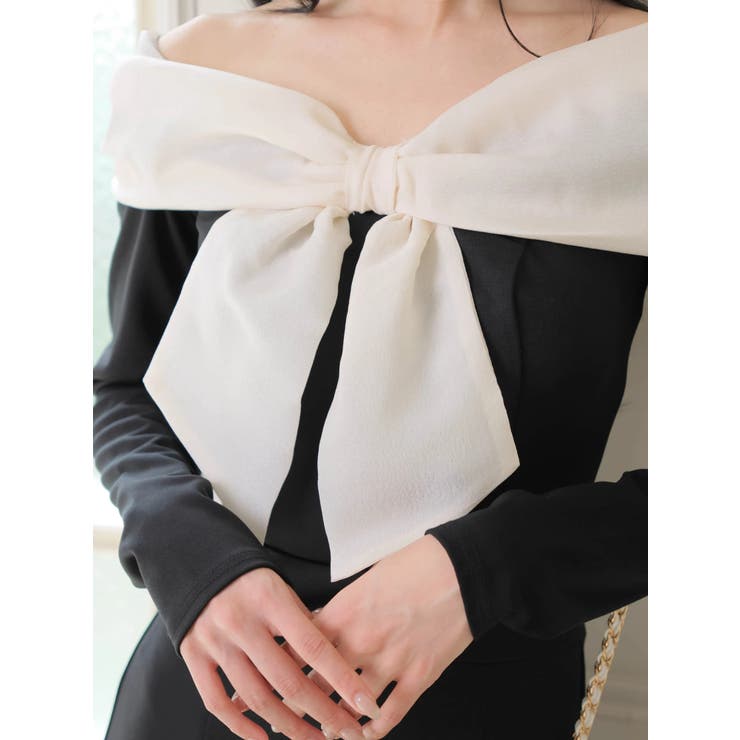 リボンオフショルバイカラーワンピース | LIPSERVICE | 詳細画像35 