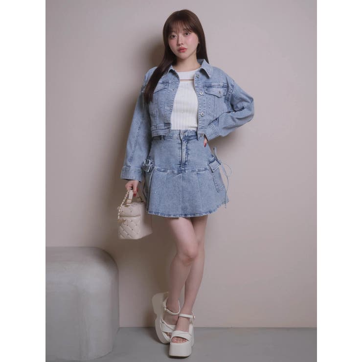 Jewelデニムクロップドジャケット | LIPSERVICE | 詳細画像3 