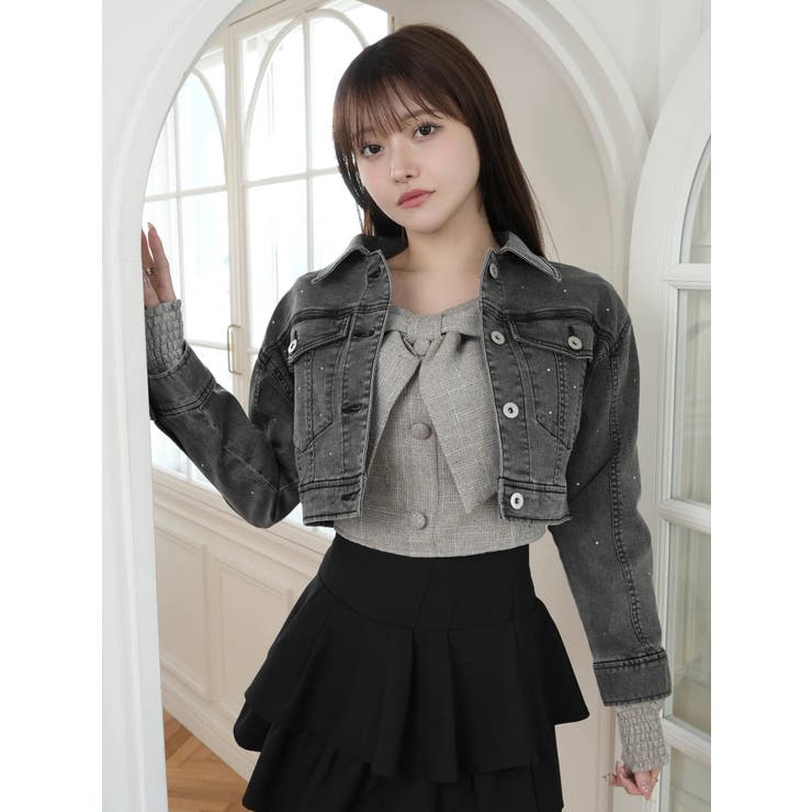 Jewelデニムクロップドジャケット | LIPSERVICE | 詳細画像13 