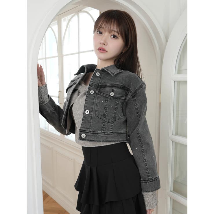 Jewelデニムクロップドジャケット | LIPSERVICE | 詳細画像14 