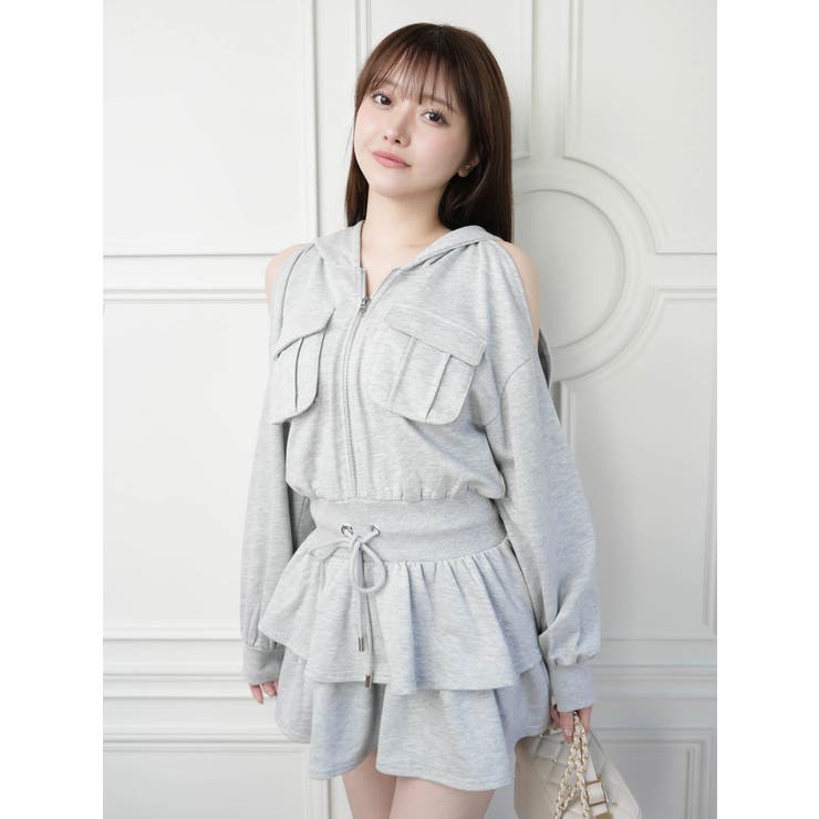 オープンショルダースウェットフーディーワンピース | LIPSERVICE | 詳細画像5 