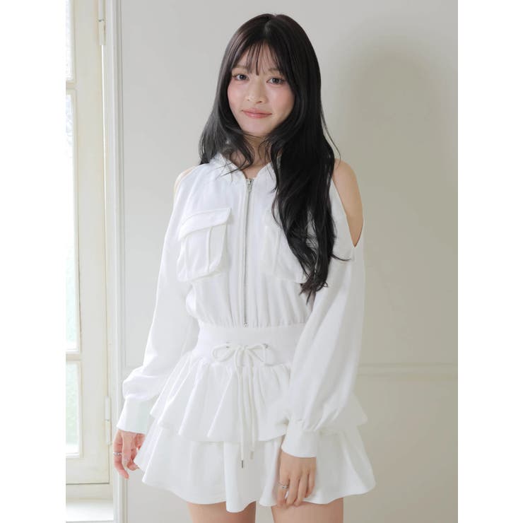 オープンショルダースウェットフーディーワンピース | LIPSERVICE | 詳細画像12 