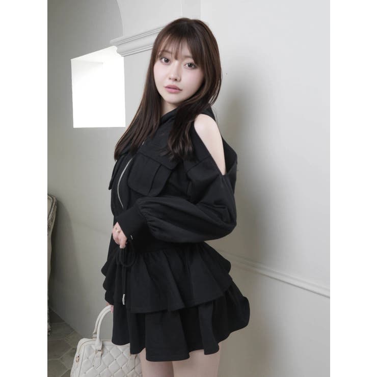 オープンショルダースウェットフーディーワンピース | LIPSERVICE | 詳細画像19 