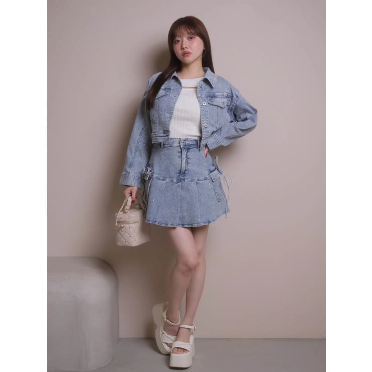 Jewelデニムプリーツスカート | LIPSERVICE | 詳細画像2 