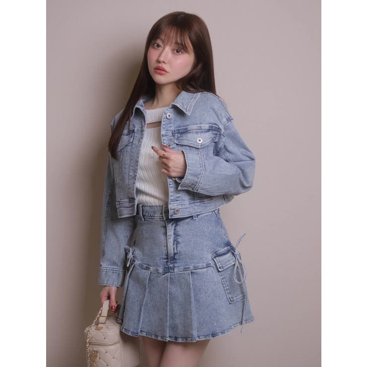 Jewelデニムプリーツスカート | LIPSERVICE | 詳細画像3 