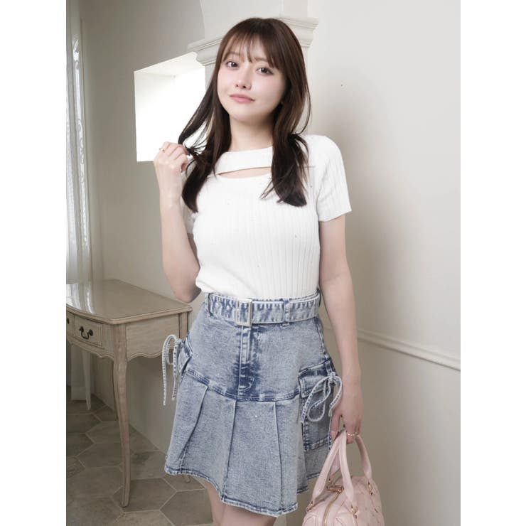 Jewelデニムプリーツスカート | LIPSERVICE | 詳細画像5 