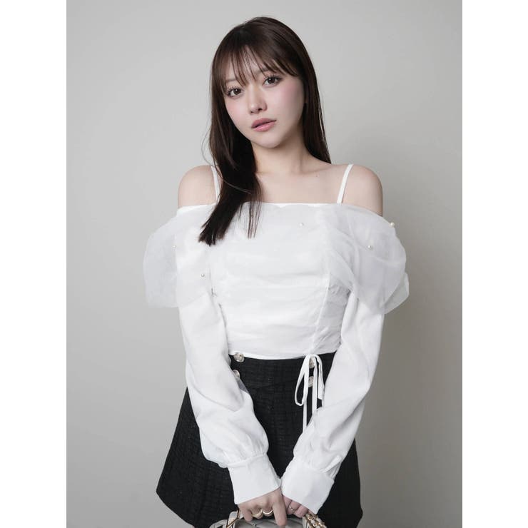 チュールギャザーオフショルトップス | LIPSERVICE | 詳細画像1 