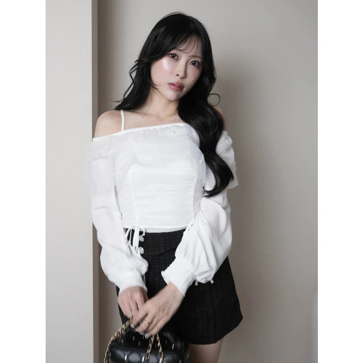 チュールギャザーオフショルトップス | LIPSERVICE | 詳細画像5 