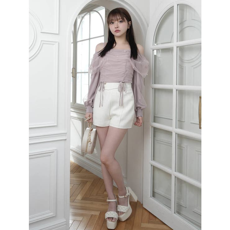 チュールギャザーオフショルトップス | LIPSERVICE | 詳細画像9 