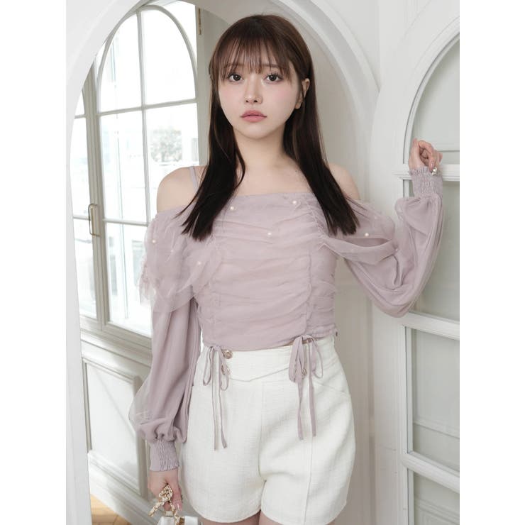 チュールギャザーオフショルトップス | LIPSERVICE | 詳細画像10 