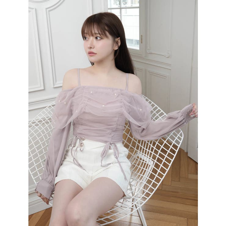 チュールギャザーオフショルトップス | LIPSERVICE | 詳細画像14 