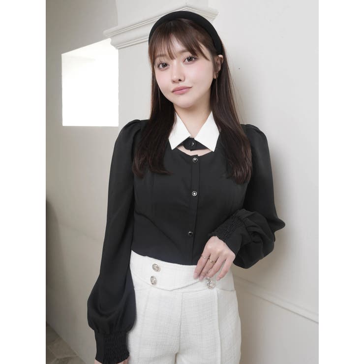 デコルテオープンロングスリーブブラウス | LIPSERVICE | 詳細画像32 