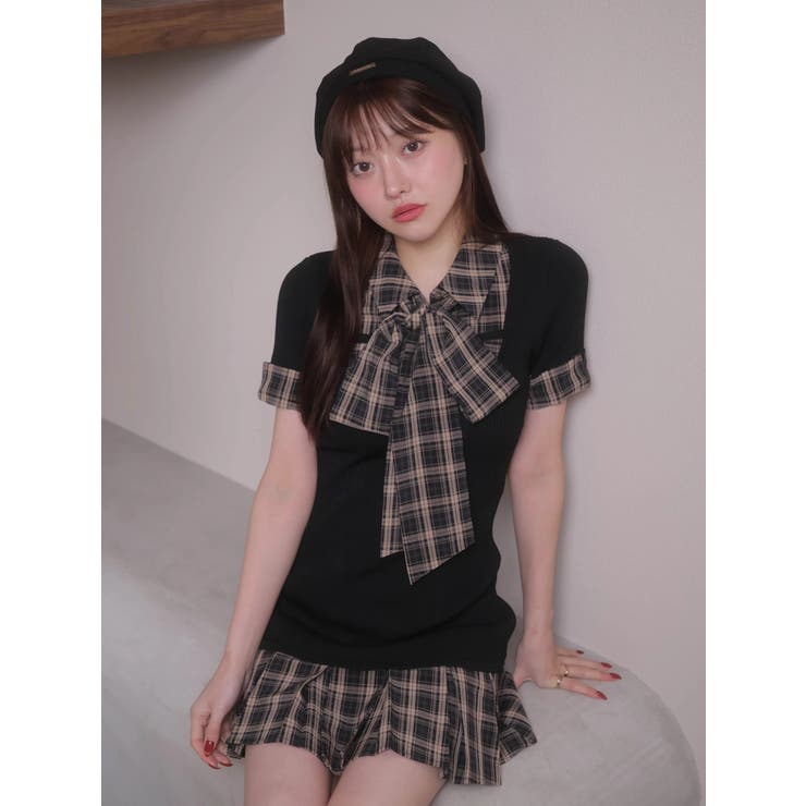 リボンシャツドッキングワンピース[品番：LINW0002776]｜LIPSERVICE