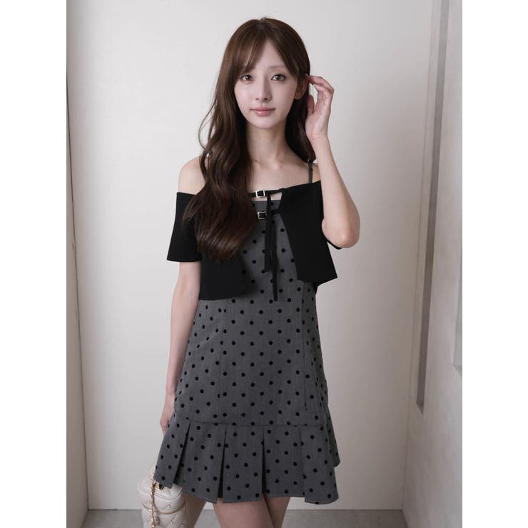オフショルニットアンサンブルワンピース[品番：LINW0002789