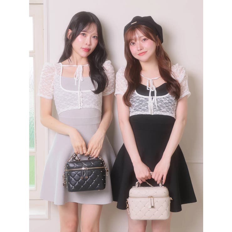 レーストップドッキングフレアニットワンピース | LIPSERVICE | 詳細画像1 