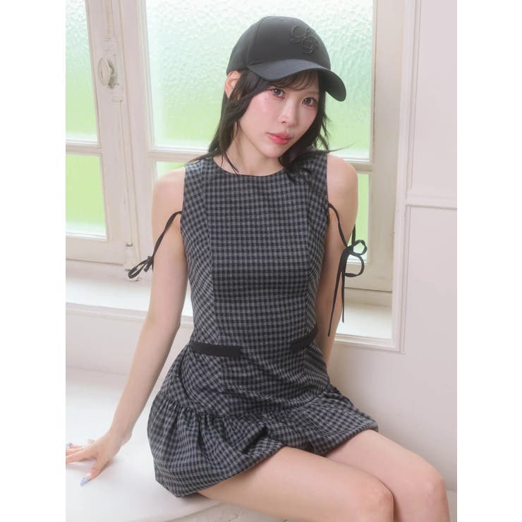 バルーンヘムチェックノースリワンピース | LIPSERVICE | 詳細画像47 