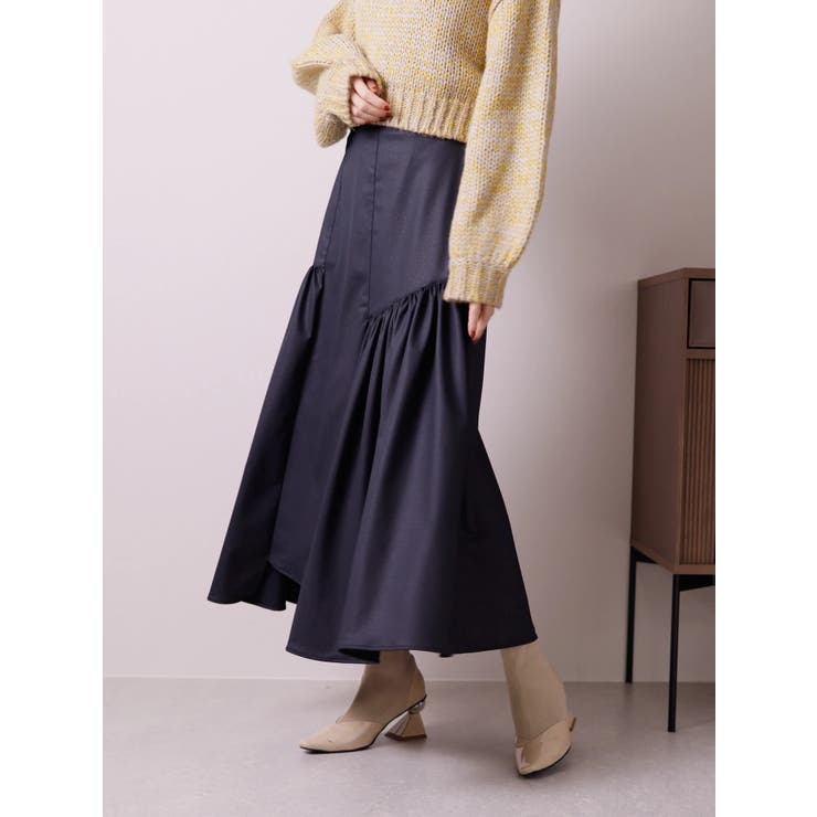 レザーライクトリコットロングスカート