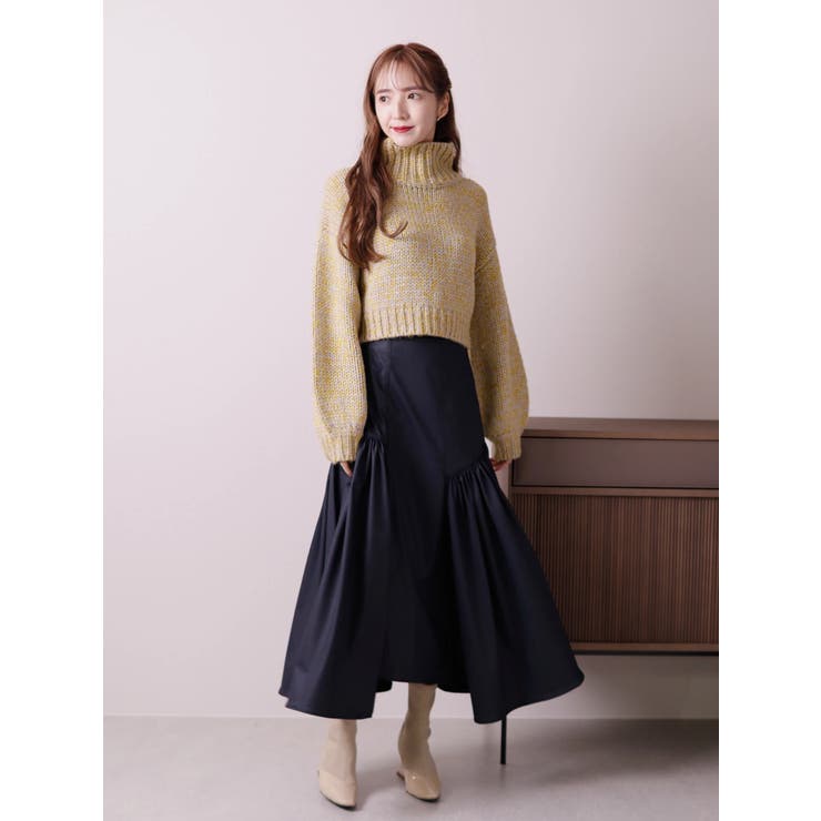 レザーライクトリコットロングスカート