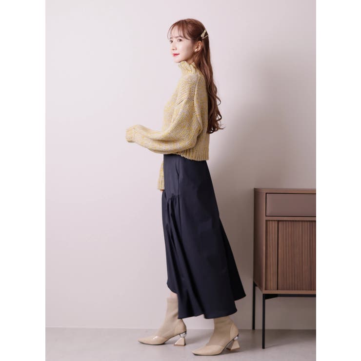 レザーライクトリコットロングスカート