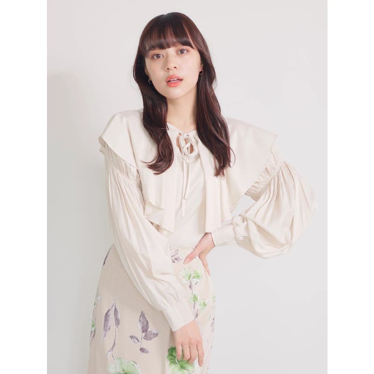 アイボリー | 2WAYフレアBIGカラーブラウス | LADYMADE