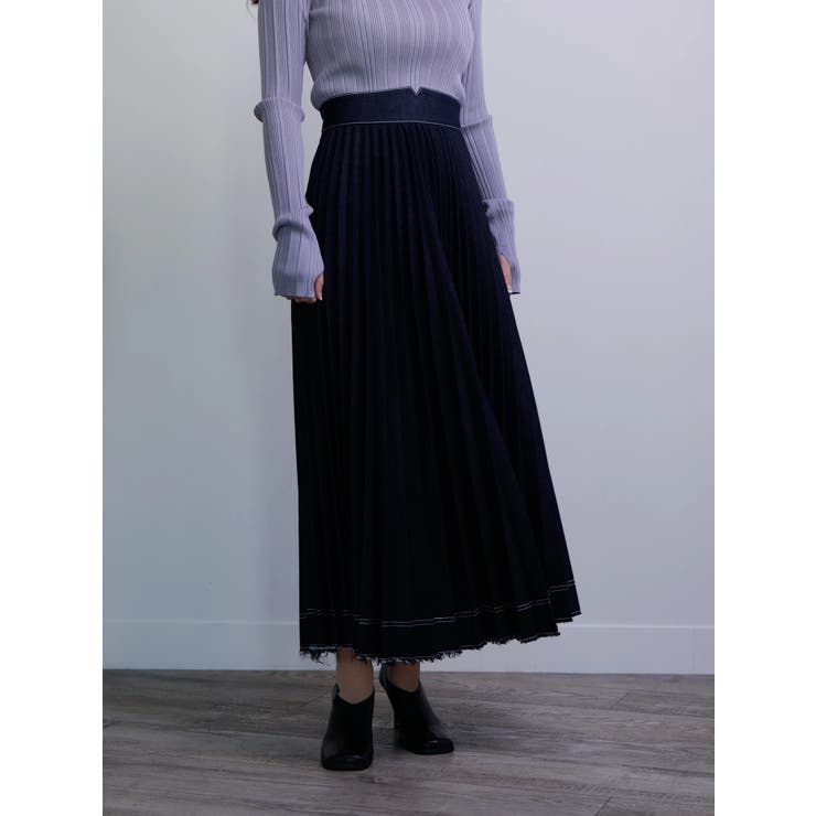 インディゴ】デニムプリーツスカート[品番：LINW0001758]｜LADYMADE