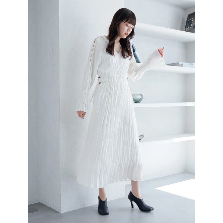 【おトク】 オープンショルダーワッシャーワンピース[品番：LINW0001770 ワンピース
