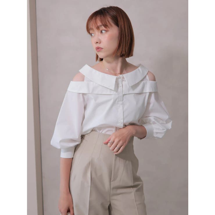 オフホワイト | オフショルレイヤードブラウス | LADYMADE