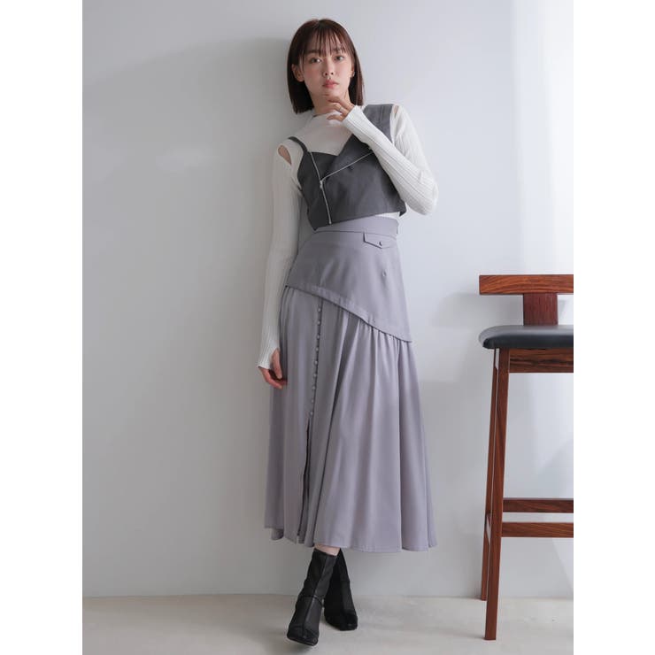 サテンスリットフレアスカート | LADYMADE | 詳細画像2 