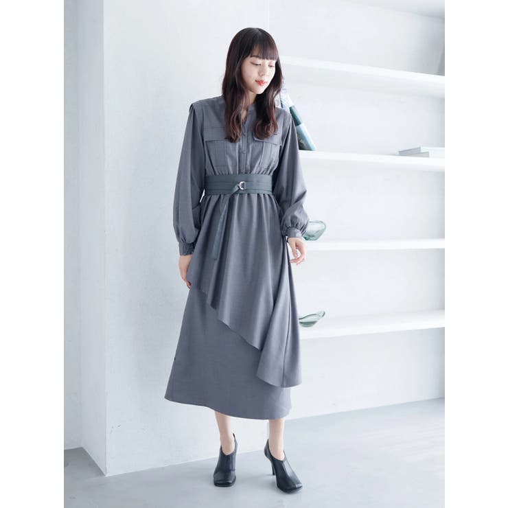 レイヤードスカートシャツワンピース[品番：LINW0002129
