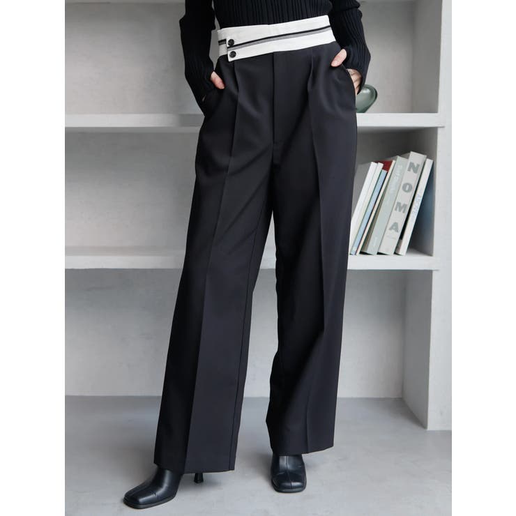 バイカラーウエストレイヤードパンツ[品番：LINW0002190