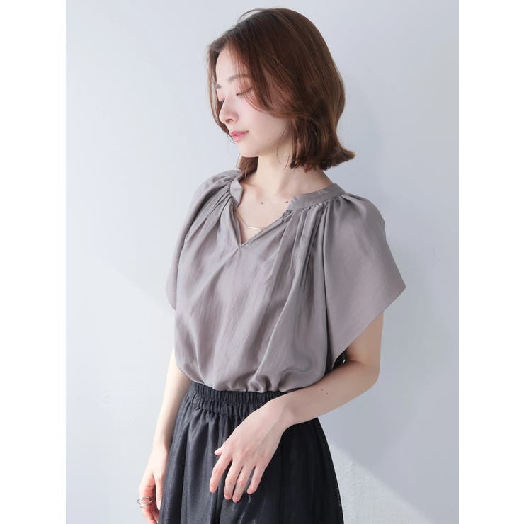 モカ | 2WAYシアーギャザーブラウス | LADYMADE