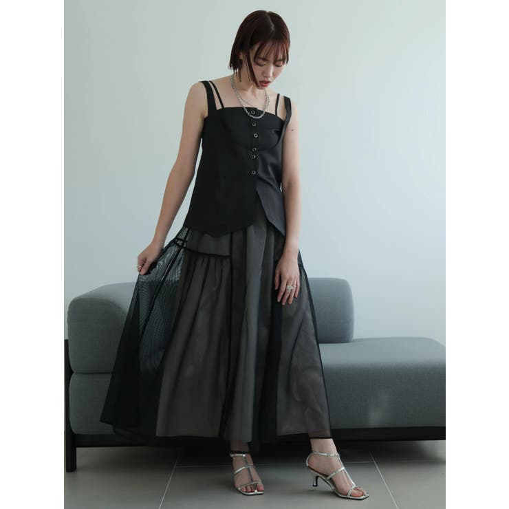 ミックス１ | レイヤードキャミ×メッシュスカートセット | LADYMADE