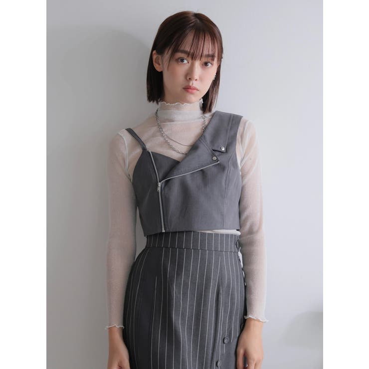 ライダースアシメビスチェ[品番：LINW0002441]｜LADYMADE