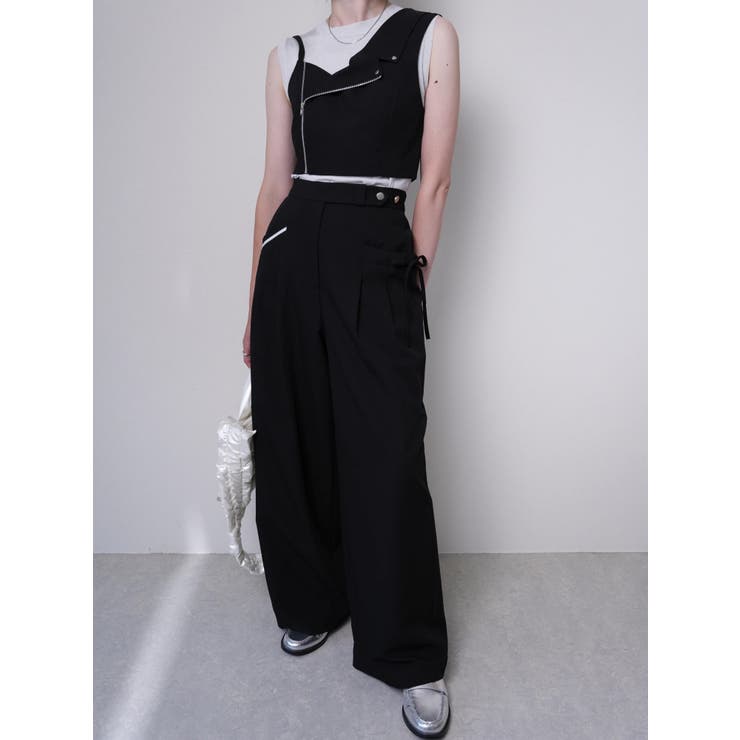 アシメリボンポケットタックワイドパンツ[品番：LINW0002442