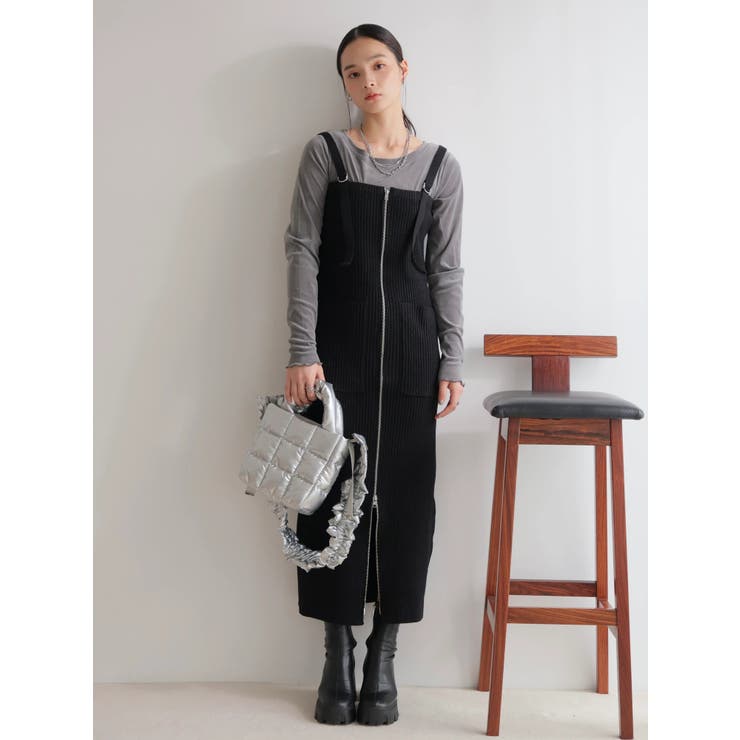 フロントジップラメニットジャンスカ | LADYMADE | 詳細画像1 