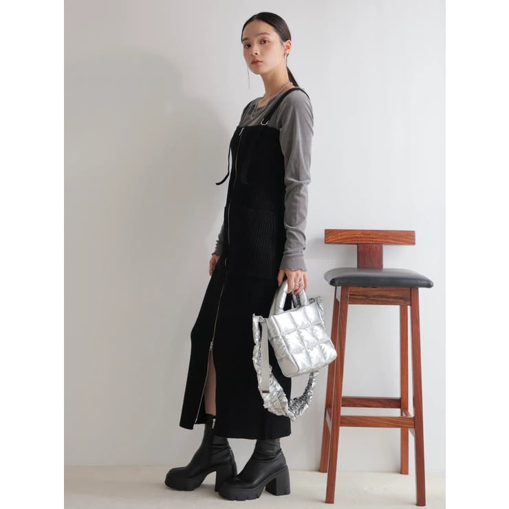 フロントジップラメニットジャンスカ | LADYMADE | 詳細画像3 