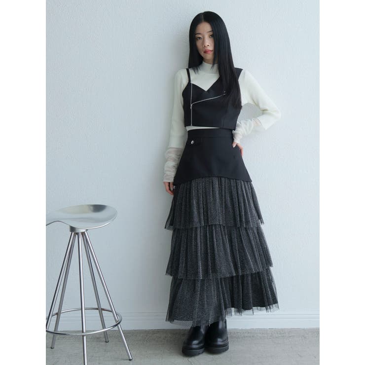 ラメチュールフリルティアードスカート | LADYMADE | 詳細画像9 