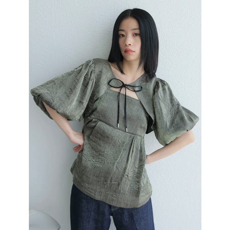 メタリックリボンボレロ×キャミセット メタリックリボンボレロ×キャミセット[品番：LINW0002447