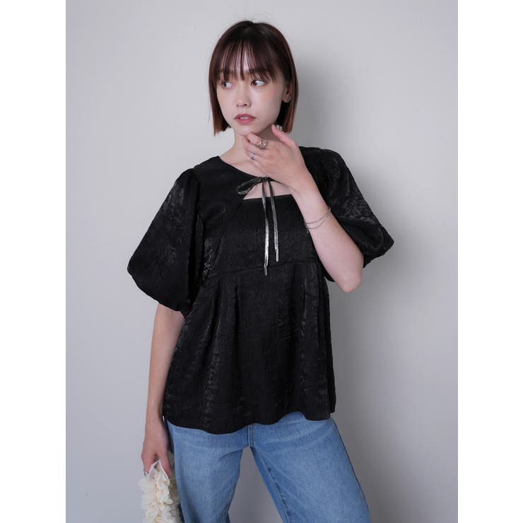 ブラック | メタリックリボンボレロ×キャミセット | LADYMADE