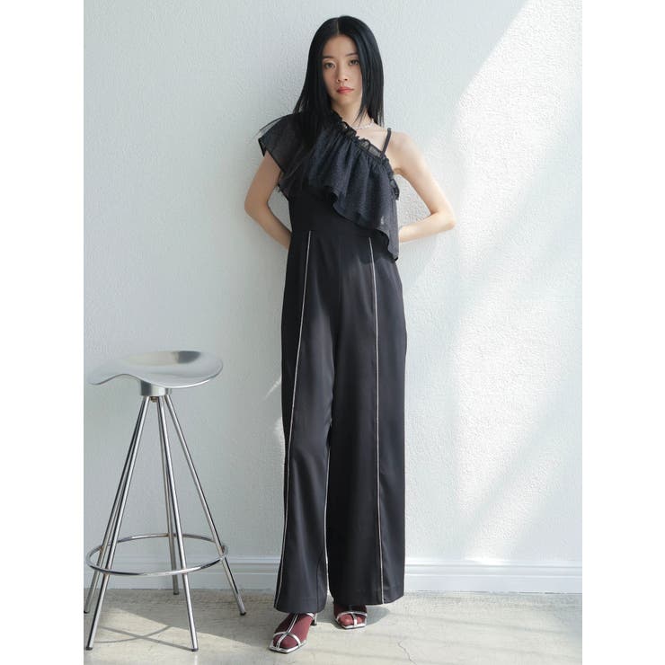 ブラック | ラメチュールフリル×ベアロンパースセット | LADYMADE