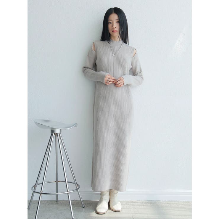 リボンチュールトップス×ラメニットワンピースセット | LADYMADE | 詳細画像5 