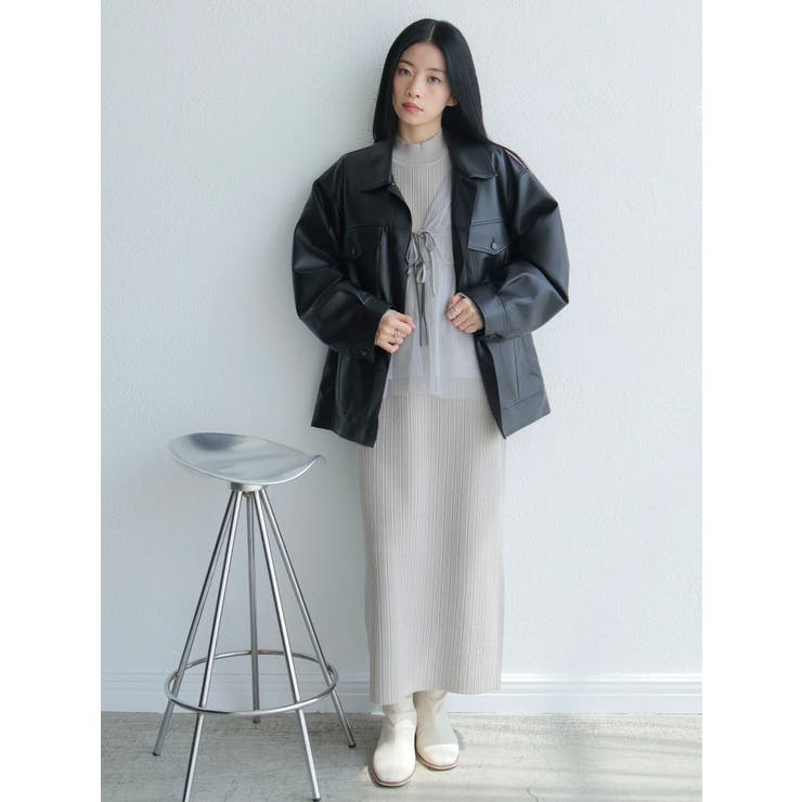 リボンチュールトップス×ラメニットワンピースセット | LADYMADE | 詳細画像12 